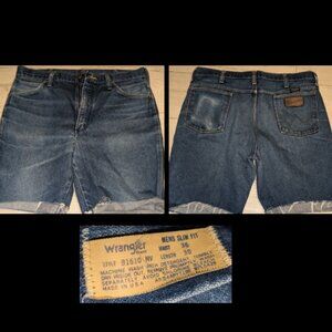 Vintage Wrangler Slim Fit Denim Cut Off Shorts Style #81610 Mens Unisex Sz 36